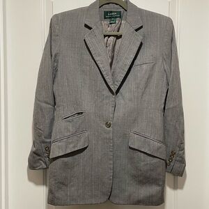 Ralph Lauren 100% Wool Well Loved Gray Womens Size 6 Slim Fit Pin Stripe Jacket